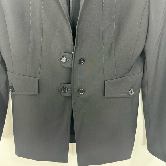 AKRIS Punto Wool Blend Blazer Jacket Suiting Size 6 Black Hook Front Vintage - Picture 2 of 15